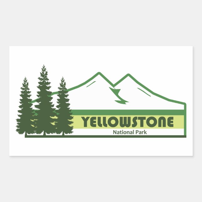 Yellowstone National Park Green Stripes Sticker (Front)