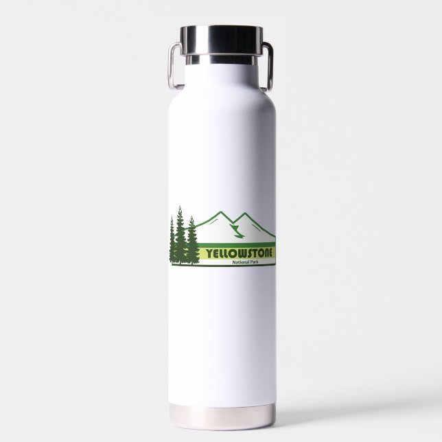 Yellowstone National Park Green Stripes Water Bottle (Front)
