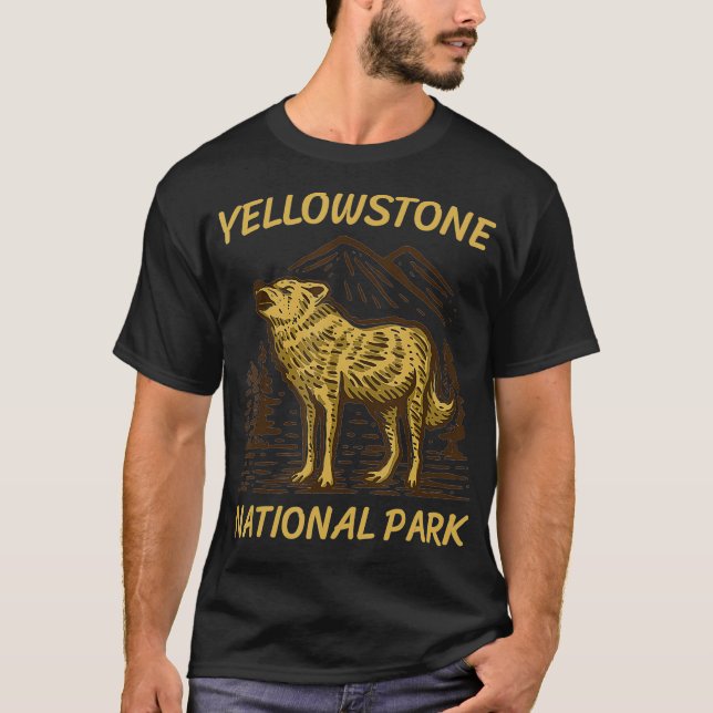Yellowstone National Park Grey Wolf Vintage  T-Shirt (Front)