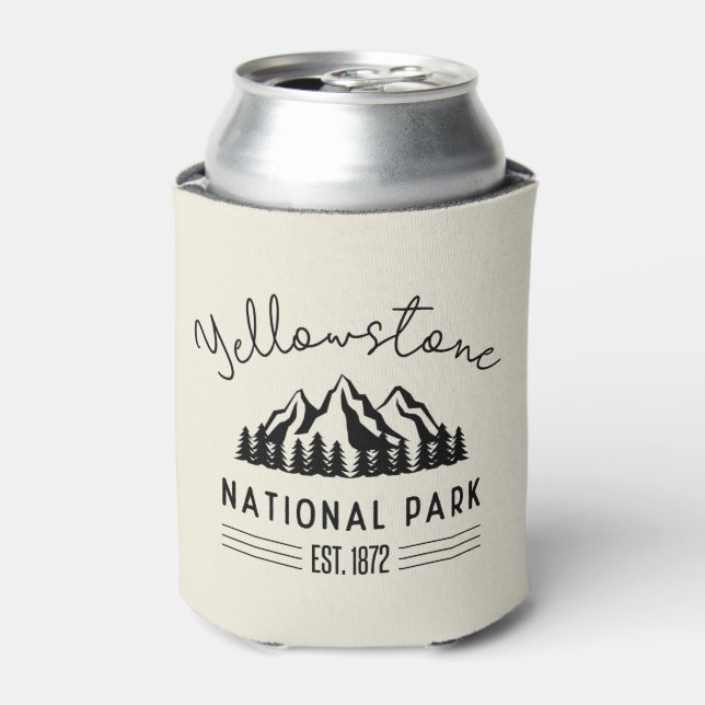 Yellowstone National Park Hiking Camping Can Cooler (Can Front)