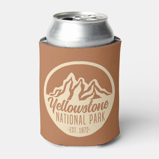 Yellowstone National Park Hiking Camping Can Cooler (Can Front)