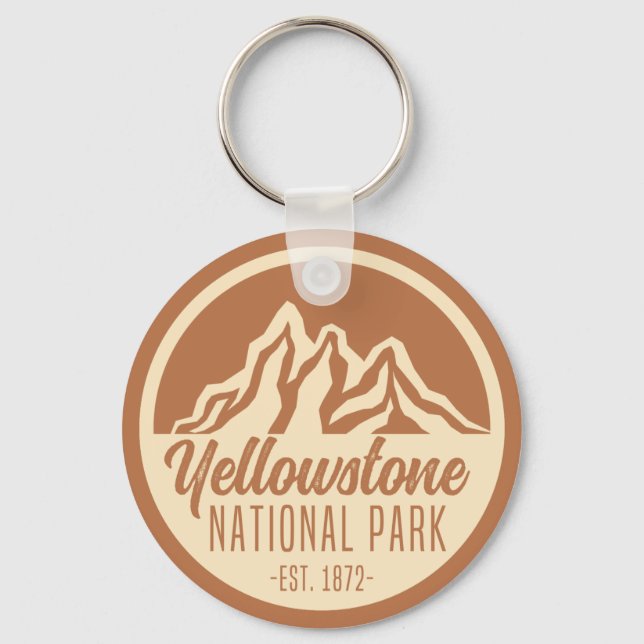 Yellowstone National Park Hiking Camping  Keychain (Front)