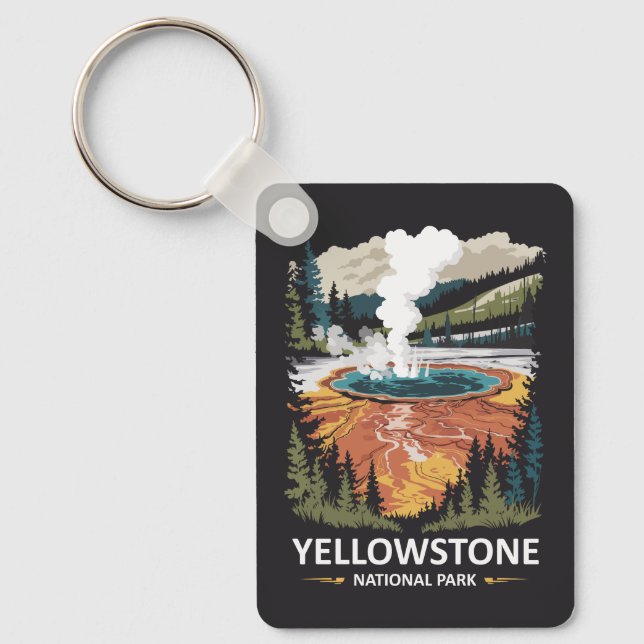 Yellowstone National Park Hot Spring  Keychain (Front)