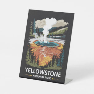 Yellowstone National Park Hot Spring Pedestal Sign