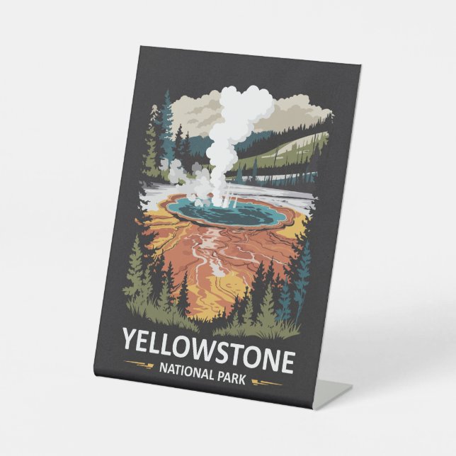 Yellowstone National Park Hot Spring Pedestal Sign (Front)