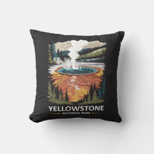 Yellowstone National Park Hot Spring Throw Pillow