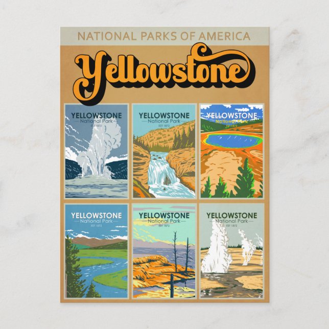 Yellowstone National Park Landmark Collage Postcard (Front)