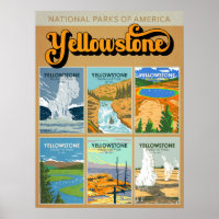 Yellowstone National Park Landmark Collage
