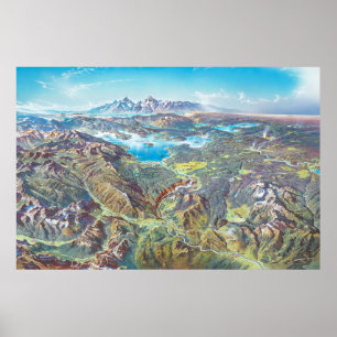 Yellowstone National Park Landscape Painting Poster