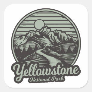 Yellowstone National Park Mountain Trail Square Sticker