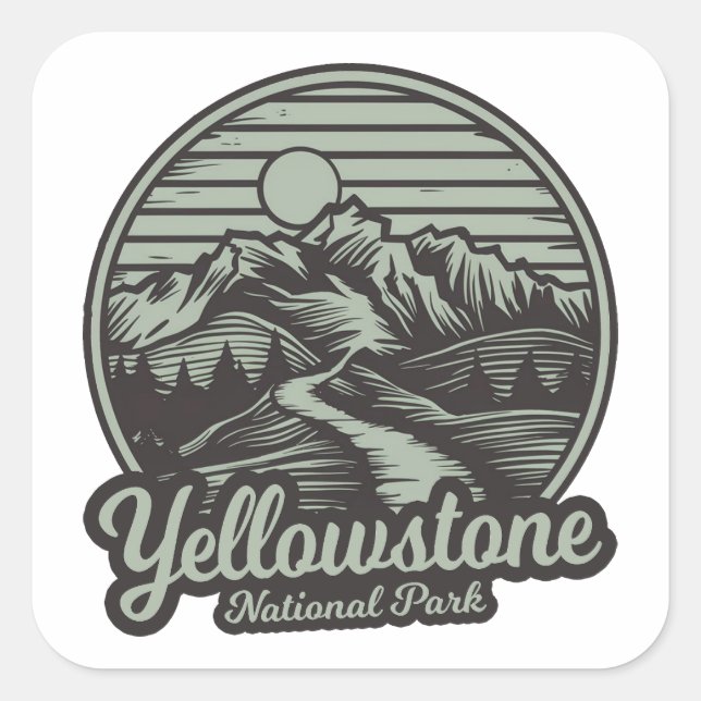 Yellowstone National Park Mountain Trail Square Sticker (Front)