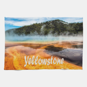 Yellowstone National Park Mountains Nature Animals Kitchen Towel