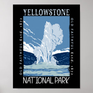 Yellowstone National Park Old Faithful Distressed  Poster