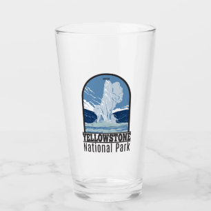Yellowstone National Park Old Faithful Vintage Glass