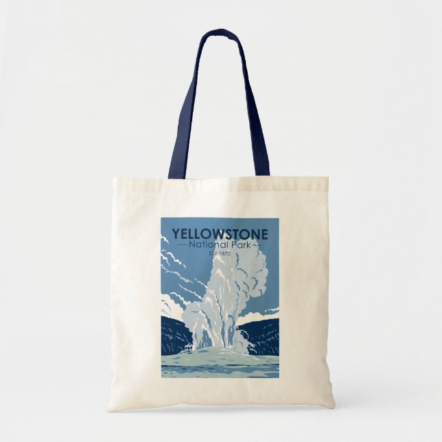 Yellowstone National Park Old Faithful Vintage  Tote Bag (Front)