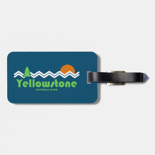 Yellowstone National Park Retro Luggage Tag (Back Horizontal)
