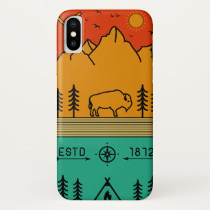Yellowstone National Park Retro Wyoming USA Bison Case-Mate iPhone Case