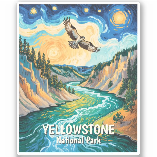 Yellowstone National Park River Colorful Bird Art (Front)