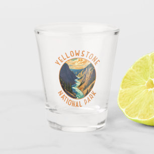 Yellowstone National Park River Distressed Circle Shot Glass