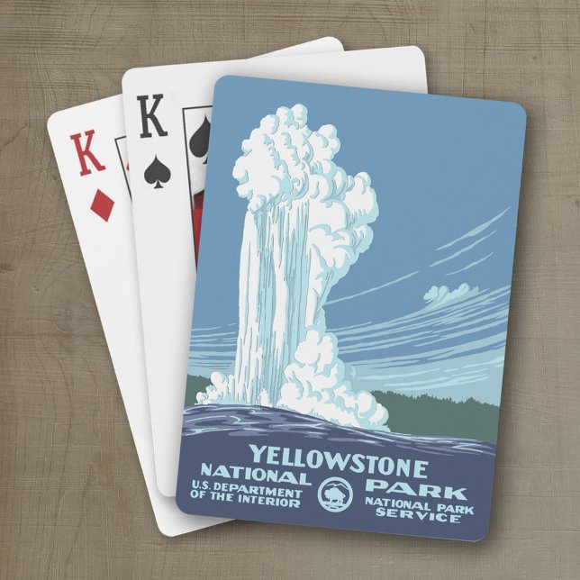 Yellowstone National Park Souvenir - Vintage WPA Playing Cards (Yellowstone National Park Playing Cards - Old Faithful wpa)