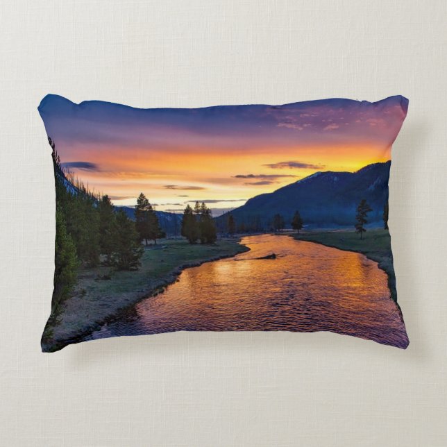 Yellowstone National Park Sunset Accent Pillow (Front)
