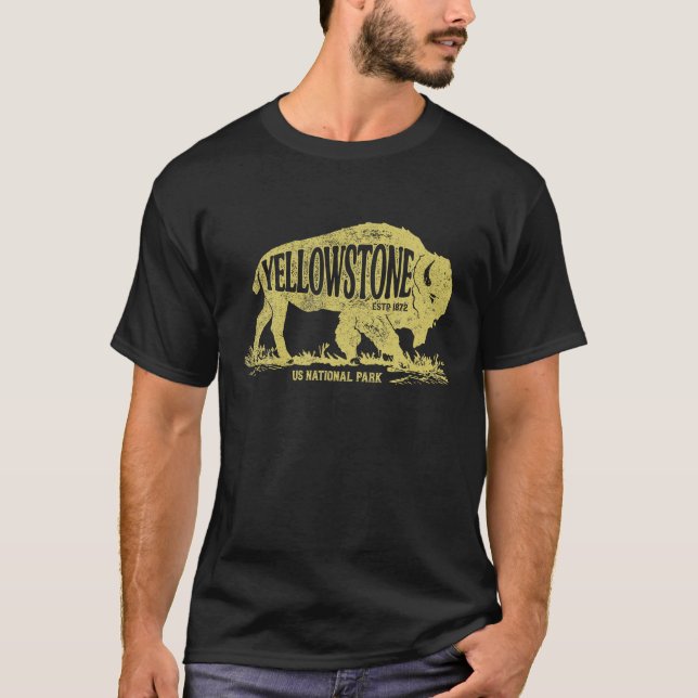 Yellowstone National Park T shirt US Bison Buffalo (Front)
