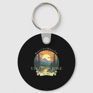 Yellowstone National Park Vacation Men Women Retro Keychain