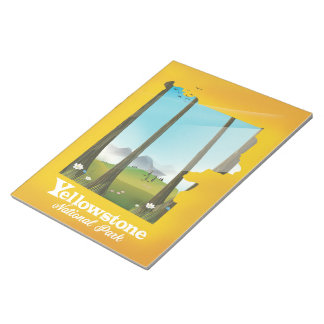 Yellowstone National Park vacation poster. Notepad