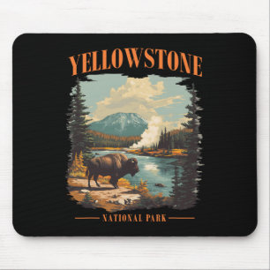 Yellowstone National Park Vintage Hiking Camping Mouse Pad