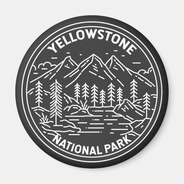 Yellowstone National Park Vintage Monoline   Magnet (Front)