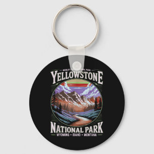Yellowstone National Park Vintage Mountain Nature  Keychain