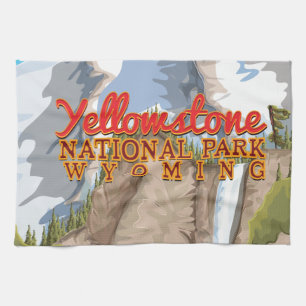 Yellowstone National Park Vintage Poster Kitchen Towel