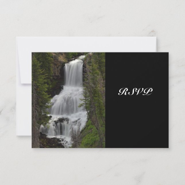 Yellowstone National Park Waterfall Wedding RSVP Card (Front)