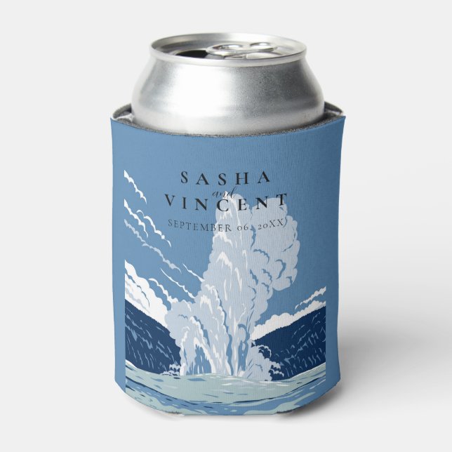 Yellowstone National Park Wedding Retro Can Cooler (Can Front)