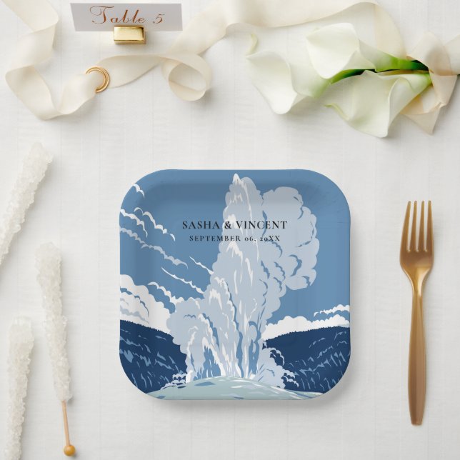 Yellowstone National Park Wedding Retro Paper Plate (Wedding)