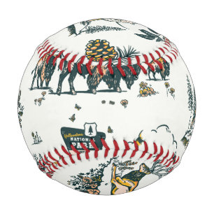 Yellowstone National Park Wildlife Pattern Baseball