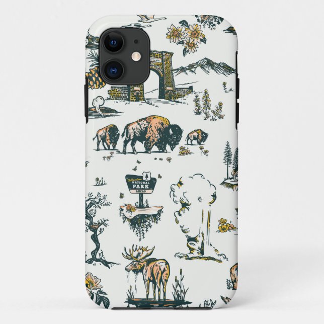 Yellowstone National Park Wildlife Pattern Case-Mate iPhone Case (Back)