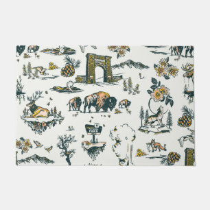 Yellowstone National Park Wildlife Pattern Doormat