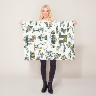 Yellowstone National Park Wildlife Pattern Fleece Blanket