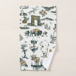 Yellowstone National Park Wildlife Pattern Hand Towel