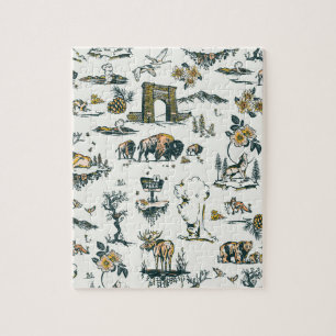 Yellowstone National Park Wildlife Pattern Jigsaw Puzzle
