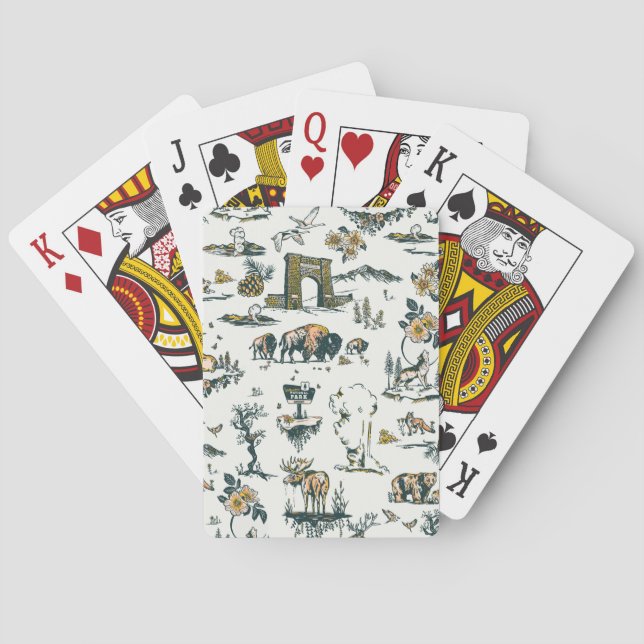 Yellowstone National Park Wildlife Pattern Playing Cards (Back)