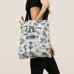 Yellowstone National Park Wildlife Pattern Tote Bag