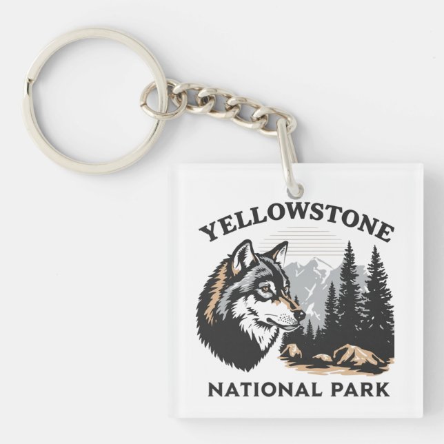 Yellowstone National Park Wolf Keychain (Front)