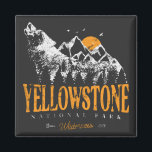 Yellowstone National Park Wolf Mountains Vintage   Magnet<br><div class="desc">Vintage design Yellowstone US National Park Wolf, Mountains & Adventure. Great clothing apparel design for people who love outdoor camping, camper, hiker, hiking, road trip, Family trip, summer trip. The perfect tee to wear while planning National Parks Road Trip. A great road trip illustration with an old-school style also makes...</div>