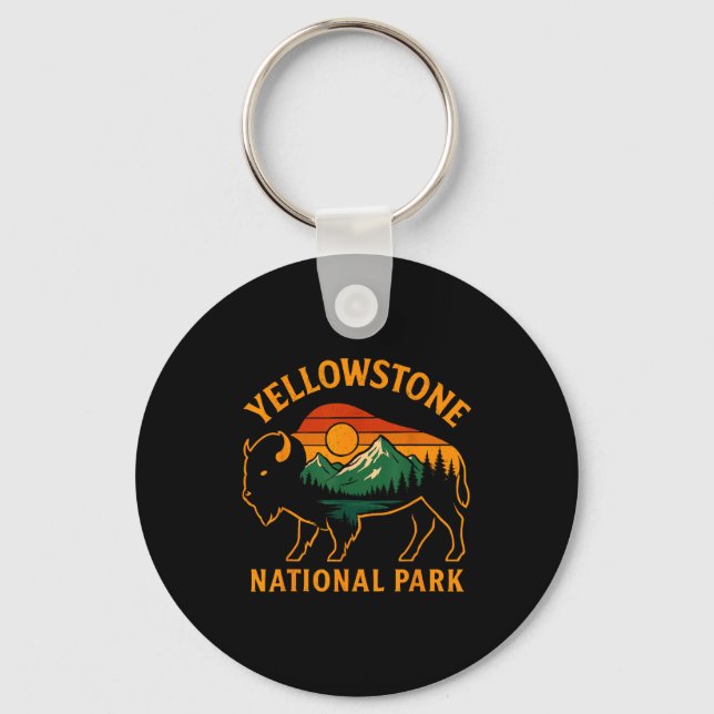 Yellowstone National Park Wyoming Buffalo Bison Su Keychain (Front)