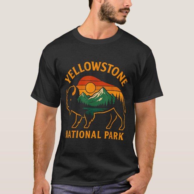 Yellowstone National Park Wyoming Buffalo Bison Su T-Shirt (Front)