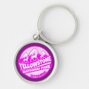 Yellowstone National Park Wyoming pink keychain