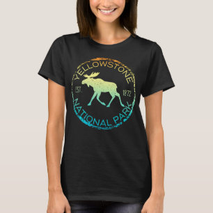 Yellowstone National Park Wyoming Retro Moose Hike T-Shirt