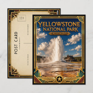 Yellowstone National Park Wyoming Vintage Art Deco Postcard